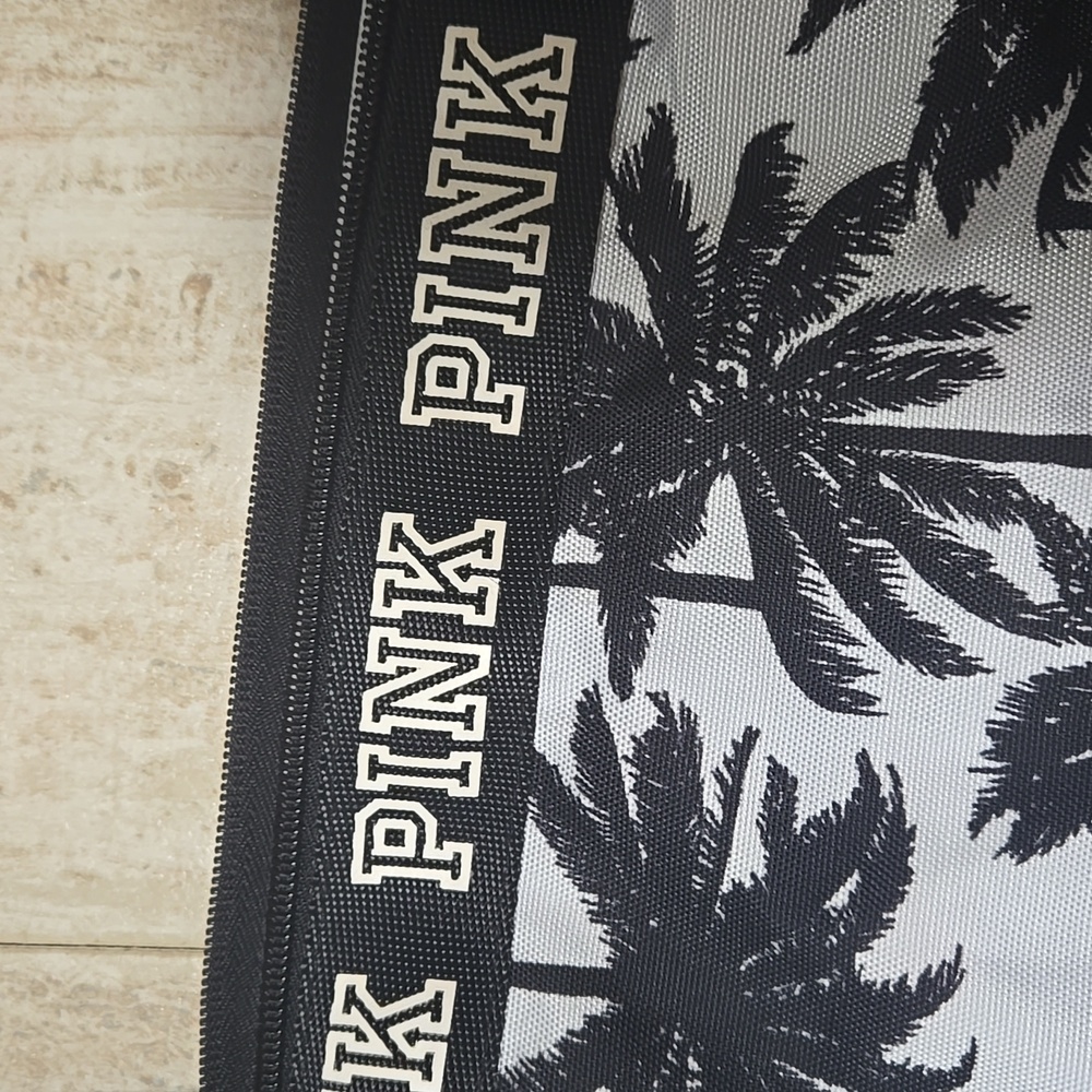 PINK Victoria's Secret Black/White Palm Tree Tote Bag - Picture 2 of 10